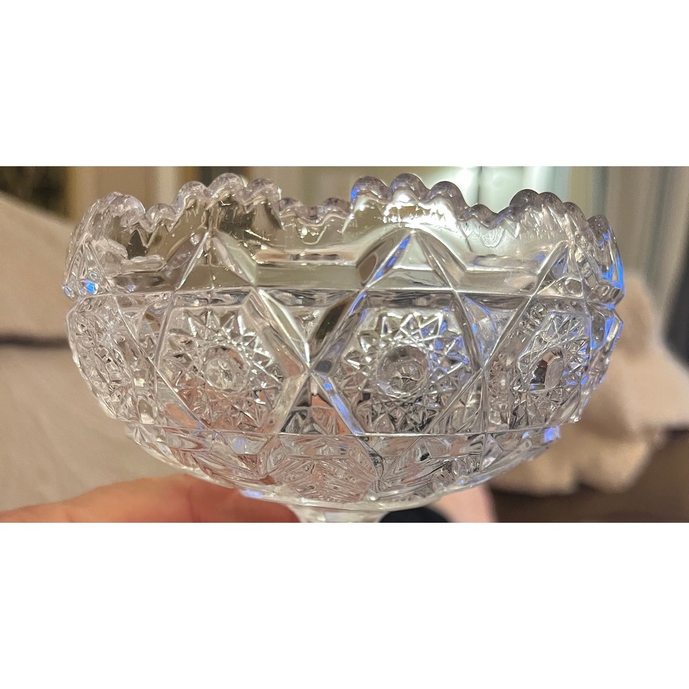 Vintage Pedestal Pressed‎ Cut Glass Compote